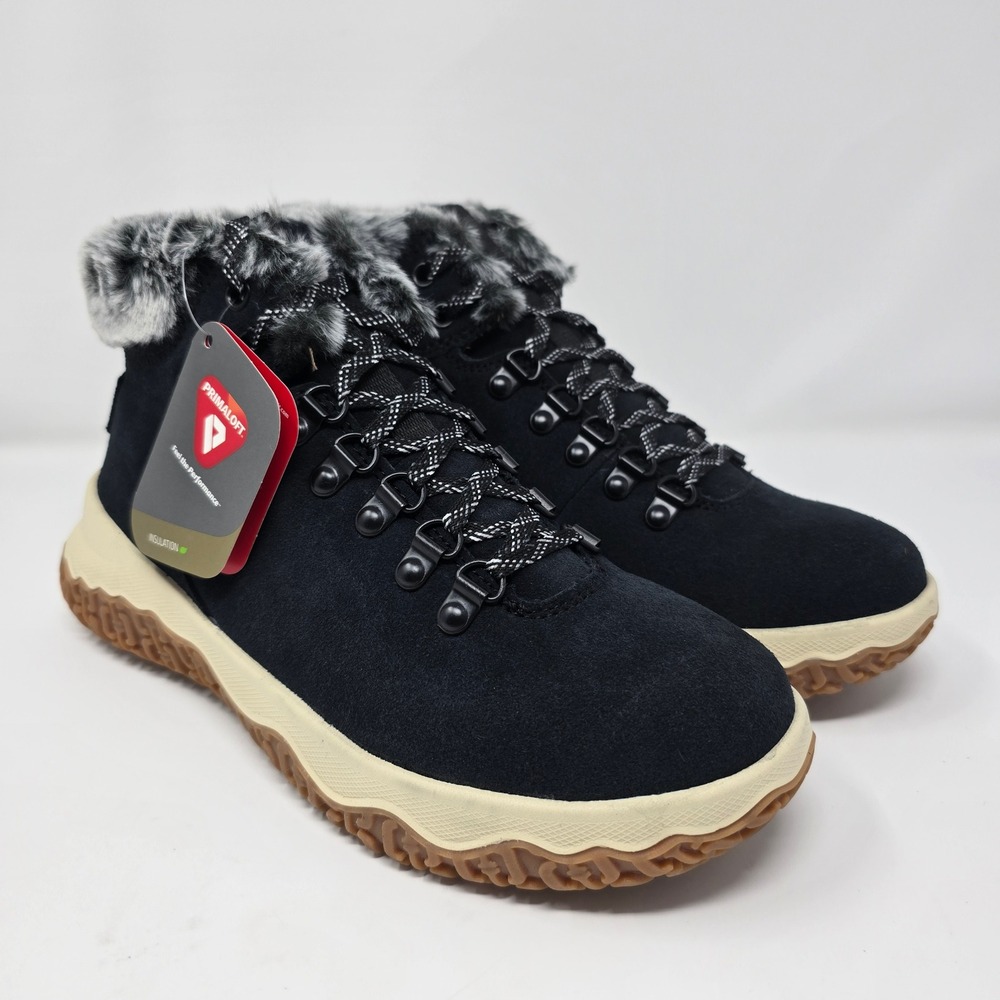 LL Bean Day Venture Boots Womens 8.5 Insulated Black Suede Fur 517052